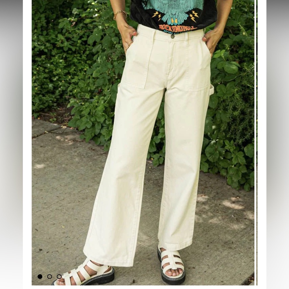 bohme Cream Wide Leg Flare Jeans